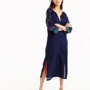 J. Crew Eyelet Embroidered Linen Caftan Dress